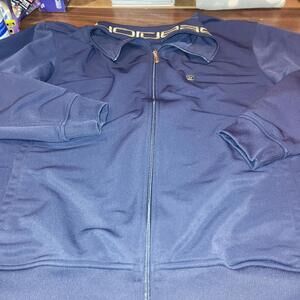 SEAN JOHN Track Jacket Mens Sz M Spell Out Collar Long Sleeve Full Zip No Tag